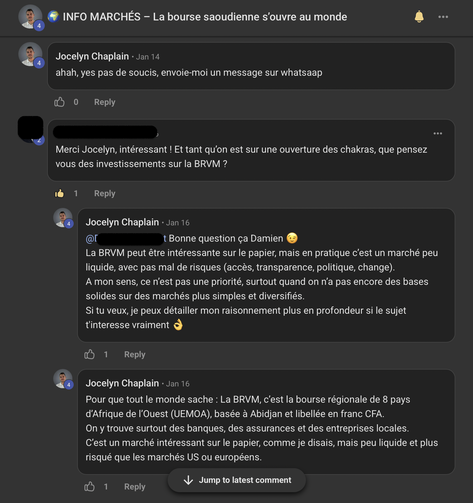 Discussion communautaire sur les marchés