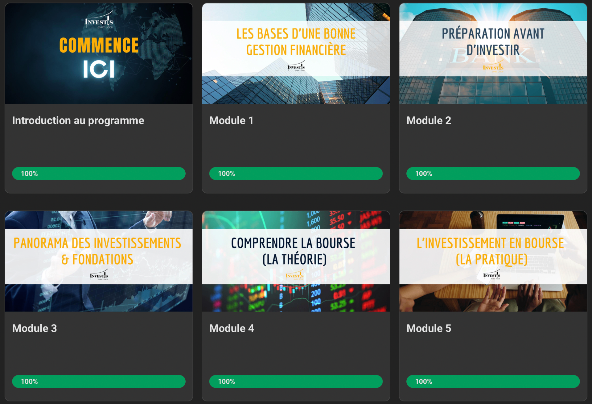 Modules 1 à 6 de la formation Skool